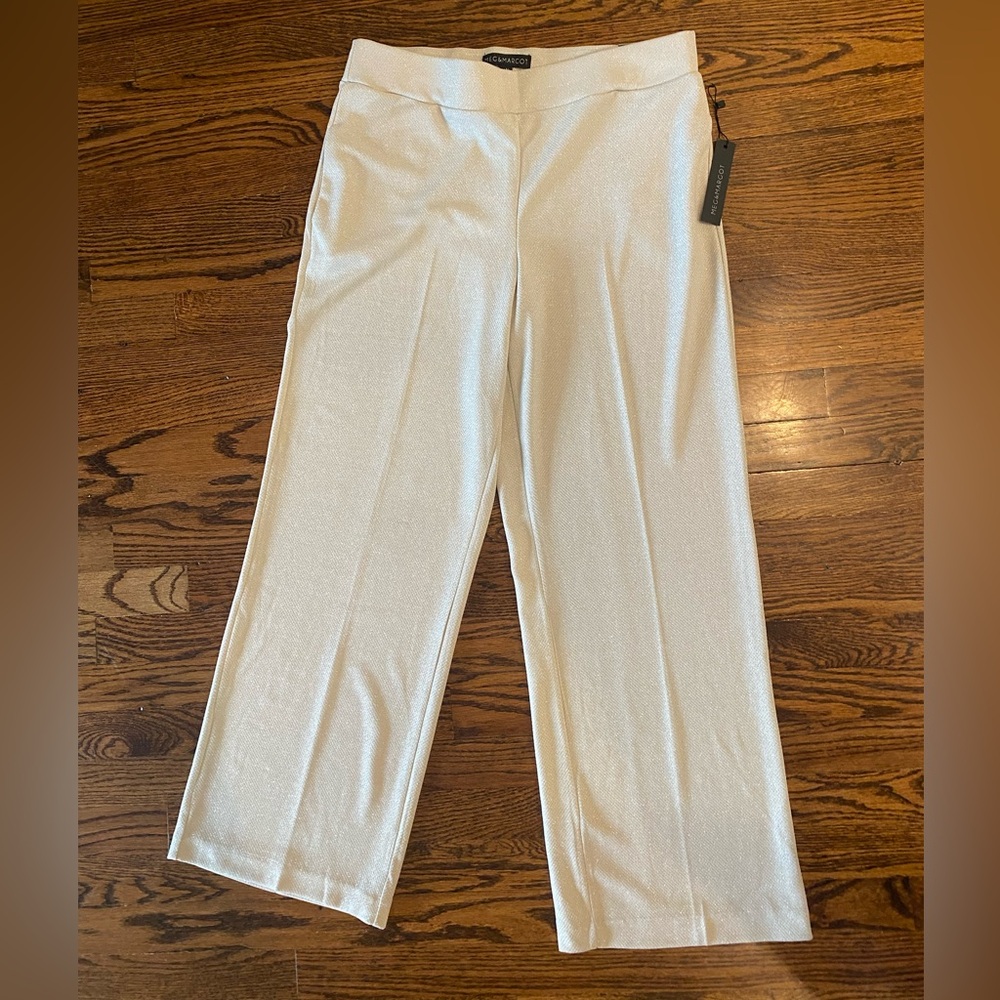 NWT‎ Meg & Margi Cream Sparkling Wide-Leg Pants Size Large w/ side pockets